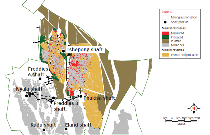 Phakisa mine, Tshepong mine – Basal reef